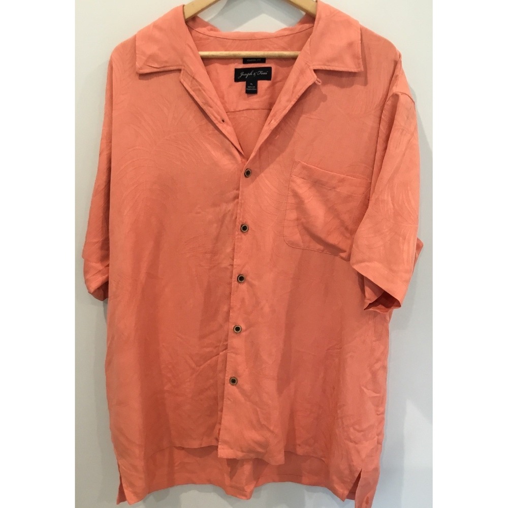 Joseph and Feiss shirt Hawaiian XL 100% Silk Pink
